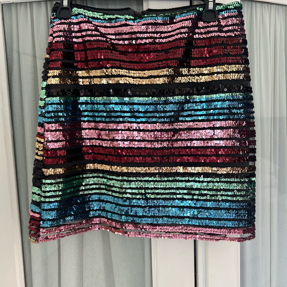 Multicolor Sequin Striped Skirt